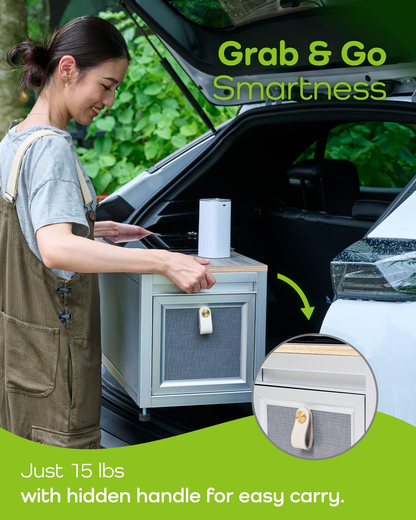 Portable Camping Sink, 304 Stainless Steel Outdoor Handwash Station with Touchless Faucet, Folding Table Lid & Storage Cabinet, Heavy-Duty Portable Sink for RV, Backyard, Camping & Kids