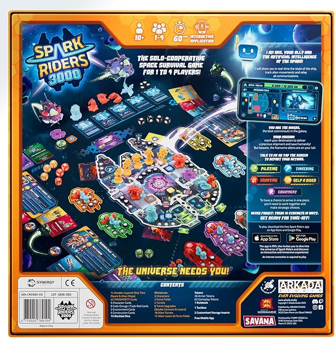 SAVANA Spark Riders 3000 - Commander Edition – Sci-Fi Survival Game | Command Repair &amp Fight with Voice-Controlled IRIS App | 1–4 Players Ages 10+ 60 Min Playtime | Strategy &amp Cooperative G