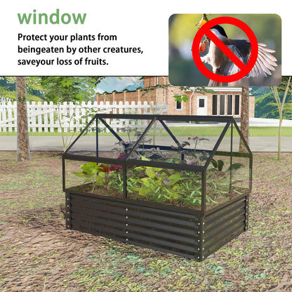 Raised Garden Bed with Greenhouse Cover, 68.7"x45"x51.5" Large Elevated Planter Box, Mini Greenhouse, Outdoor Standing Garden Bed for Vegetables, Herbs, Flowers on Patio, Balcony, Backyard