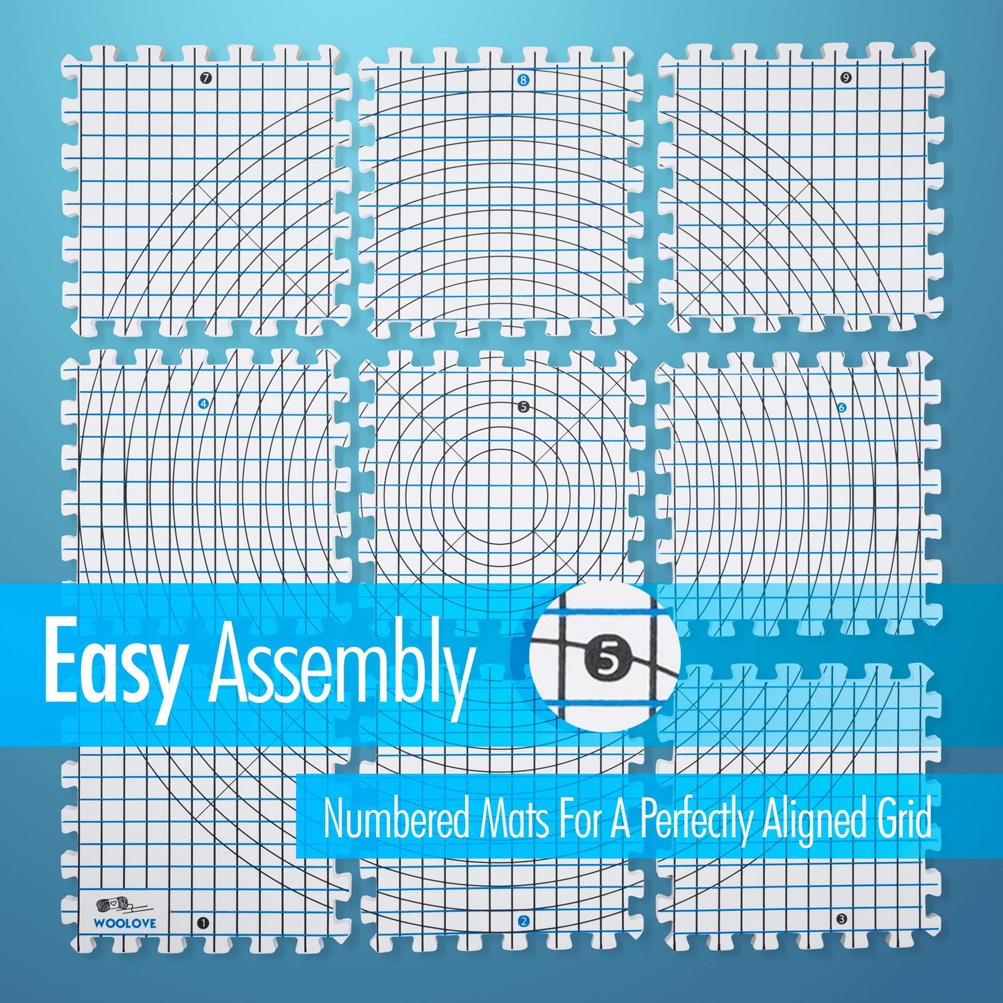 Extra Thick Blocking Mats for Wet and Steam Blocking - Includes Pack of 9, 100 T Pins, 10 Pin Blocker and Storage Bag