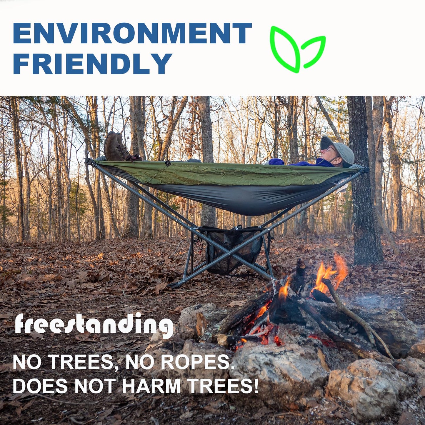 Portable Hammock with Stand, World's Best Mock ONE® Hammock, Compact Folding Framed Hammock with Adjustable Sunshade Canopy for Park, Backyard, Garden, Camping, Hiking, Mountaineering, Beaches- Green