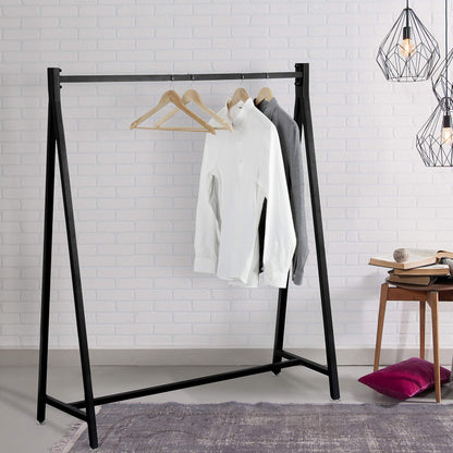 MyGift 47 Inch Modern Black Heavy Duty Metal A-Frame Wardrobe Clothing racks for hanging clothes, Commercial Grade Freestanding percheros para colgar ropa for Bedroom Closet Clothes or Retail Display