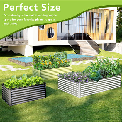 Ayen Guard 2PCS 4x2x2FT Galvanized Raised Garden Bed,Galvanized Planter Boxes Outdoor, Large Metal Raised Garden Beds for Vegetables-Green