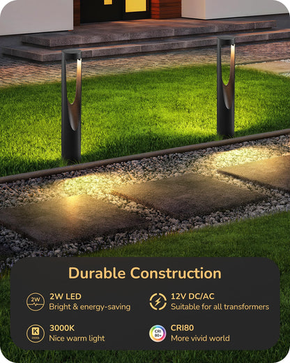 EDISHINE Low Voltage Landscape Lights, 12V 2W 150LM, 3000K LED, Waterproof, 12 Pack, Black, Model HGSL36C
