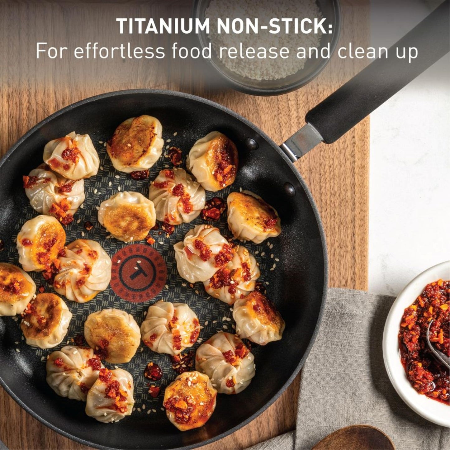 T-Fal Ultimate Hard Anodized Nonstick Fry Pan With Lid 12 Inch, Oven Broiler Safe 400F, Lid Safe 350F, Cookware, Pots and Pans, Kitchen Frying Pans, Skillets, Home, Dishwasher Safe, Black