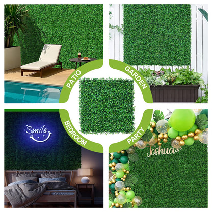 Grewyear Grass Wall Panels 20" X 20" (24Pcs) Greenery Backdrop, Artificial Green Grass Backdrop Boxwood Panels, Greenery Wall Decor Indoor, Privacy Hedge Screen for Outdoor Garden, Patio Decor
