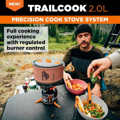 Jetboil TrailCook 2.0L Camping and Backpacking Stove Cooking System with Adjustable Heat Control, New for 2026, Tan