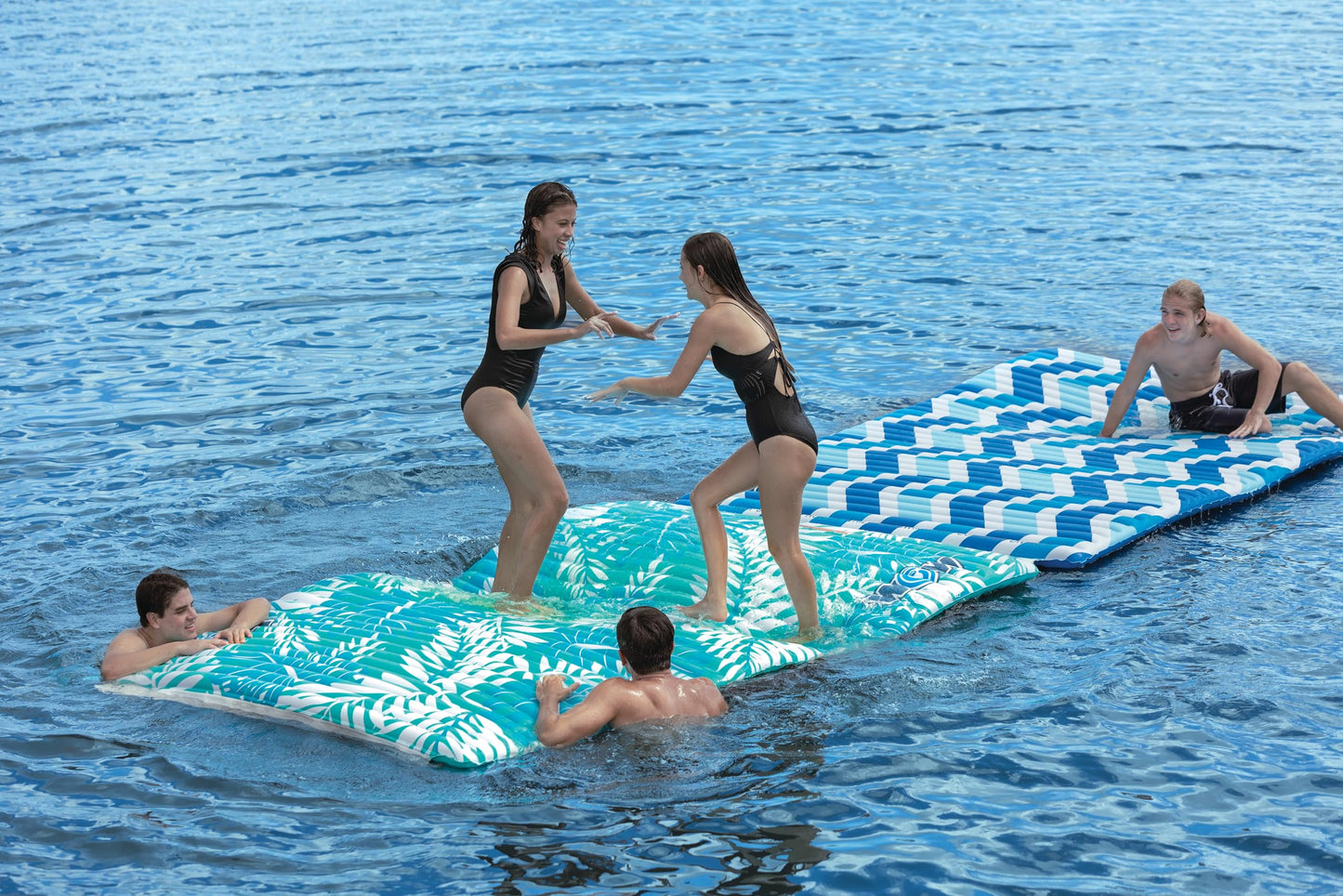 Wow Sports Inflatable Water Walkway Mat - Palm Leaf - 10 x 6 ft - Connects to Boats & Other Mats - for Kids & Adults