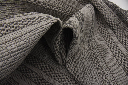 Unique Loom Outdoor Border Collection Area Rug - Lines (9' x 12' 2" Rectangle, Gray/ Silver)