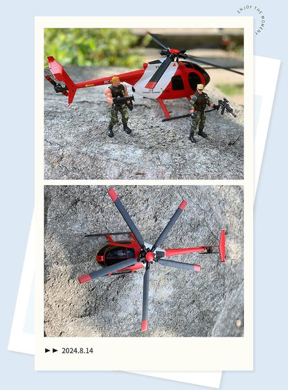 335MM MD500 C189 Remote Control Helicopter Aircraft Add Optical Flow Positioning 1/28 Scale RC Heli Maintain Altitude Hover RTF US Rescue Helicopter RTF 2Batteries