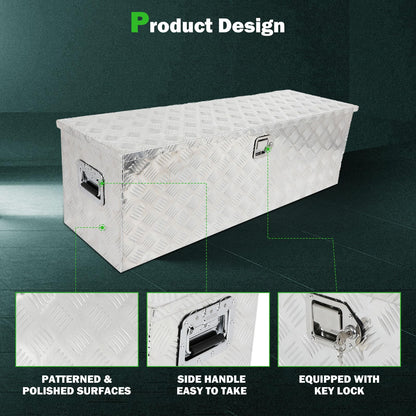 SCITOO 49 Inch Aluminum Diamond Plate Truck Bed Tool Box,Heavy Duty Crossover Storage for Most Full Size Pickups,Lockable Weatherproof Chest,Fits 49" Truck Beds,Easy Access to Load and Unload