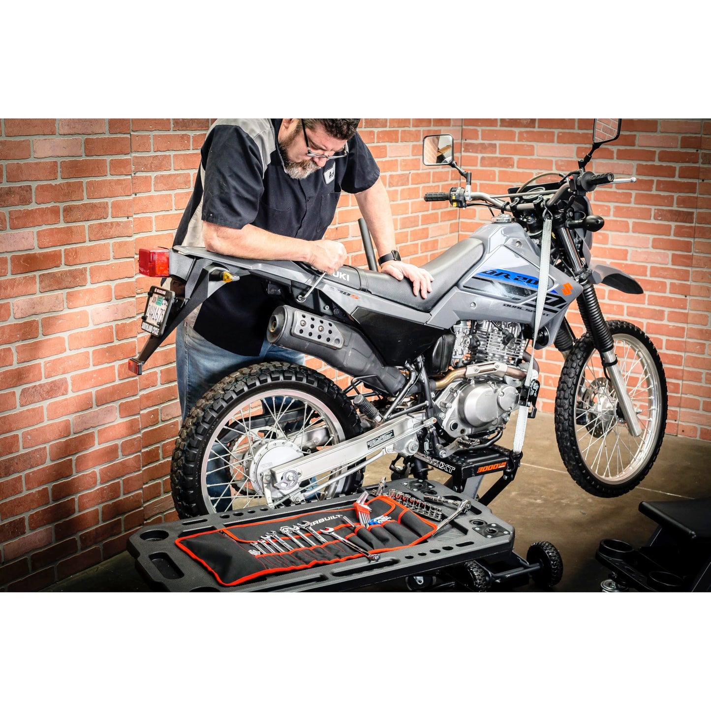 Powerbuilt 100 Piece Motorcycle Tool Kit with Roll Pouch, Roadside, Travel Wrenches, Ratchet, Sockets - 643028ECE