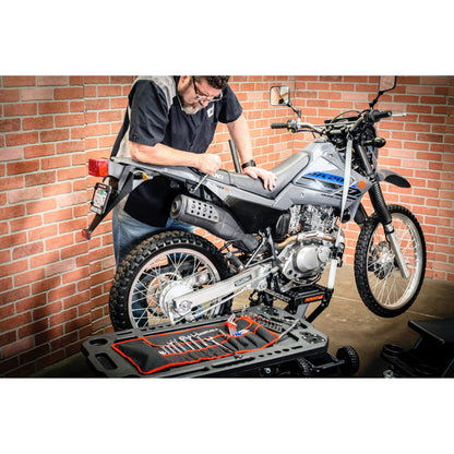 Powerbuilt 100 Piece Motorcycle Tool Kit with Roll Pouch, Roadside, Travel Wrenches, Ratchet, Sockets - 643028ECE