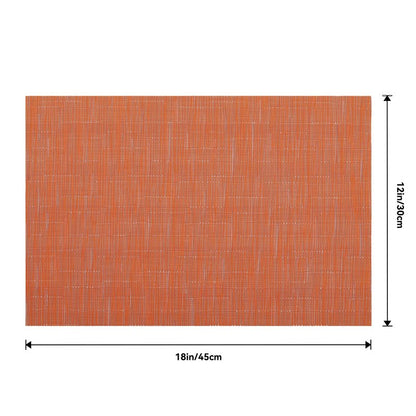 Leetaltree Orange Placemats Set of 12 - Heat Resistant Non-Slip Place mats for Dining Table, Washable Durable PVC Vinyl Woven Table Mats（Orange, 12）