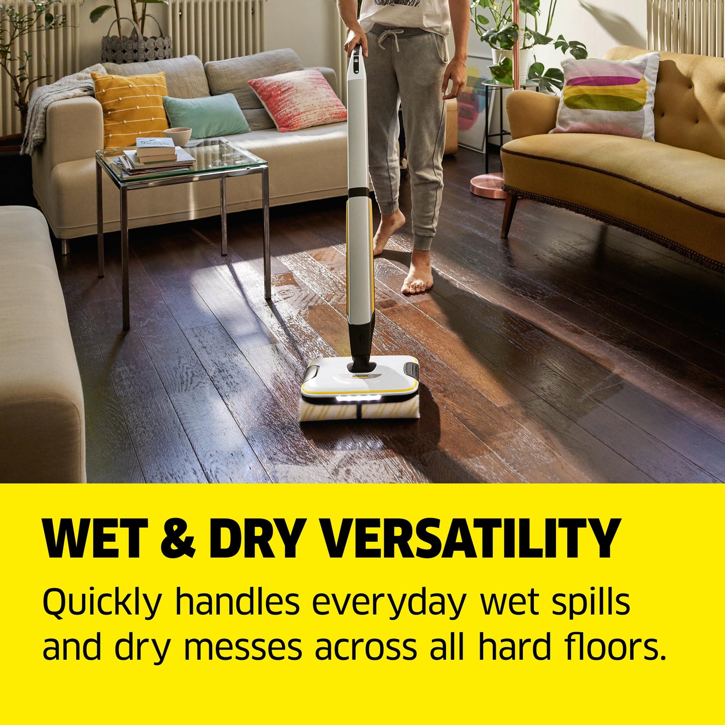Kärcher FC 7 Cordless All-in-One Hard Floor Cleaner with 4-Roller Technology for Simultaneous Wet and Dry Debris Removal