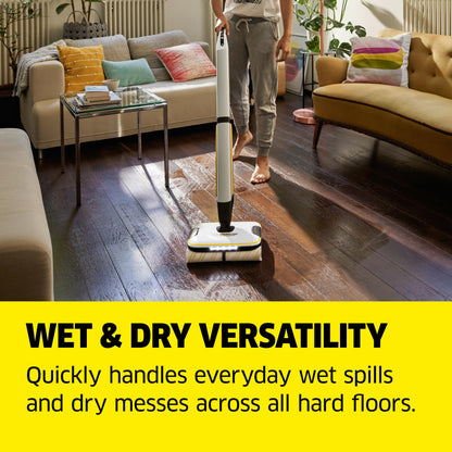 Kärcher FC 7 Cordless All-in-One Hard Floor Cleaner with 4-Roller Technology for Simultaneous Wet and Dry Debris Removal