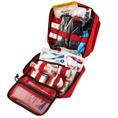 Scherber Vehicle IFAK Emergency Trauma Kit | 90+ Medical Supplies & Equipment, NAR Tourniquet & CPR Mask | Fully Stocked Rip Away Molle Pouch for Car, Home & Professional First Aid | Intermediate, Red