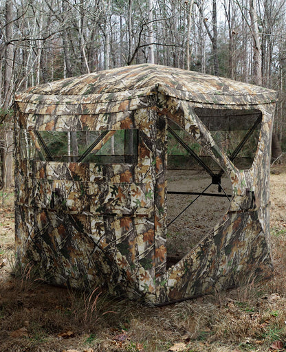 Hunting Blind 360° Silent See Through Blind with Swing Door, 2-3 Person Pop Up Ground Blind with Carrying Bag, Portable Hunting Tent for Deer & Turkey Hunting