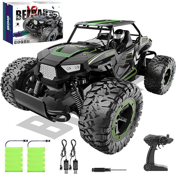 BEZGAR TB142 Remote Control Car - 1:14 Scale RC Cars 20 Km/h 2WD All-Terrains Electric Off-Road Vehicle Truck Crawler Toy with Two Rechargeable Batteries for Boys Kids and Adults
