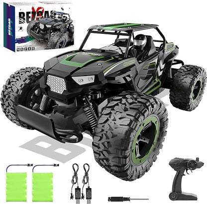 BEZGAR TB142 Remote Control Car - 1:14 Scale RC Cars 20 Km/h 2WD All-Terrains Electric Off-Road Vehicle Truck Crawler Toy with Two Rechargeable Batteries for Boys Kids and Adults