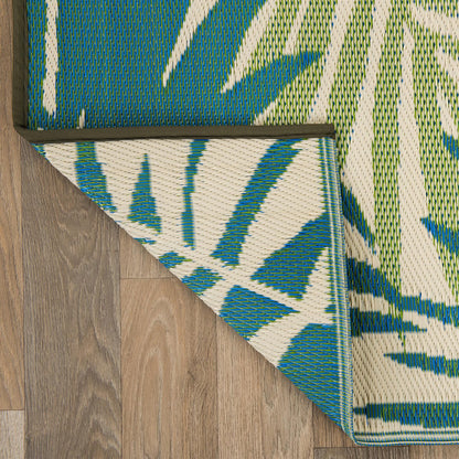 Rugshop Lanai Modern Floral Reversible Crease-Free Waterproof Premium Recycled Plastic Outdoor Rugs for Patio,Backyard,RV,Deck,Picnic,Trailer,Beach,Camping Area Rug Green 7'10" x 10'