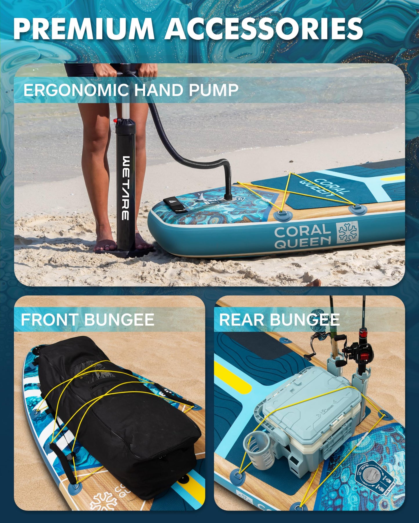WETARE 11'6"x35" Inflatable Paddle Board, 450lbs Extra Wide Stand Up Sup Board for Adults, Blow Up Paddleboard Kayak Non-Slip Stable Deck Boat for Yoga Fishing Surf