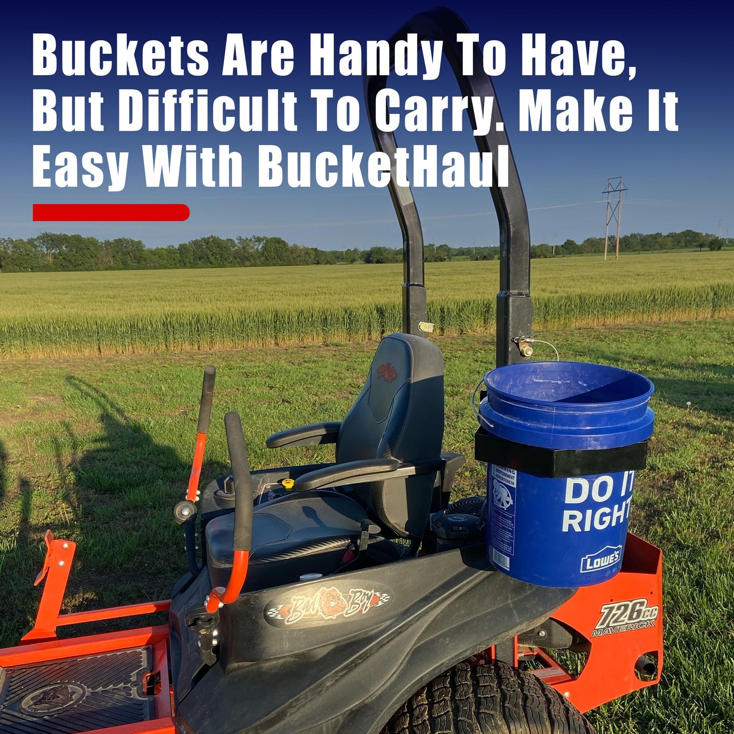 BucketHaul Snap-Lok Universal Bucket Carrier Kit for Tubing and ROPS, Rotating Mount, Made in USA