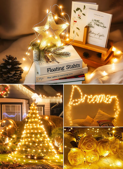 Minetom Fairy Lights, 66ft 200 LED Warm White USB Powered String Lights, Waterproof Silver Wire, Ideal for Indoor/Outdoor Decoration