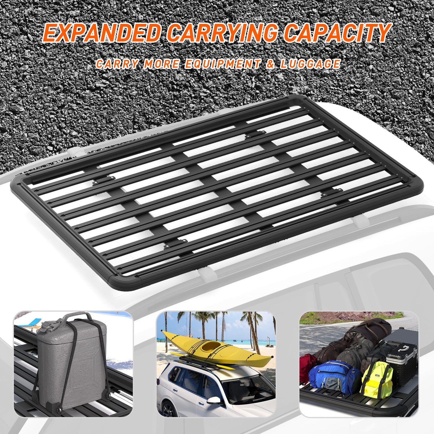 WILDROAD Aluminum Roof Platform, 83" x 52" Universal Flat Roof Rack Heavy Duty Roof Rack Platform with 10 Sets Eye Bolt Nut and T-Screws Anchoring Kit Fits for SUV, Truc