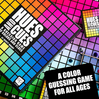 HUES and CUES - Vibrant Color Guessing Board Game for 3-10 Players Ages 8+ Connect Clues and Guess from 480 Color Squares