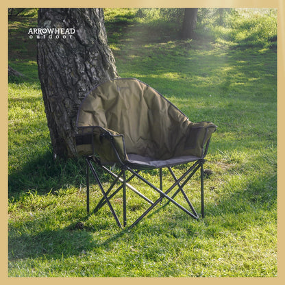 ARROWHEAD OUTDOOR 2-Pack Oversized Heavy-Duty Club Folding Camping Chair w/Pocket, Cup Holder, Portable, Padded, Moon, Round, Saucer, Supports 330lbs