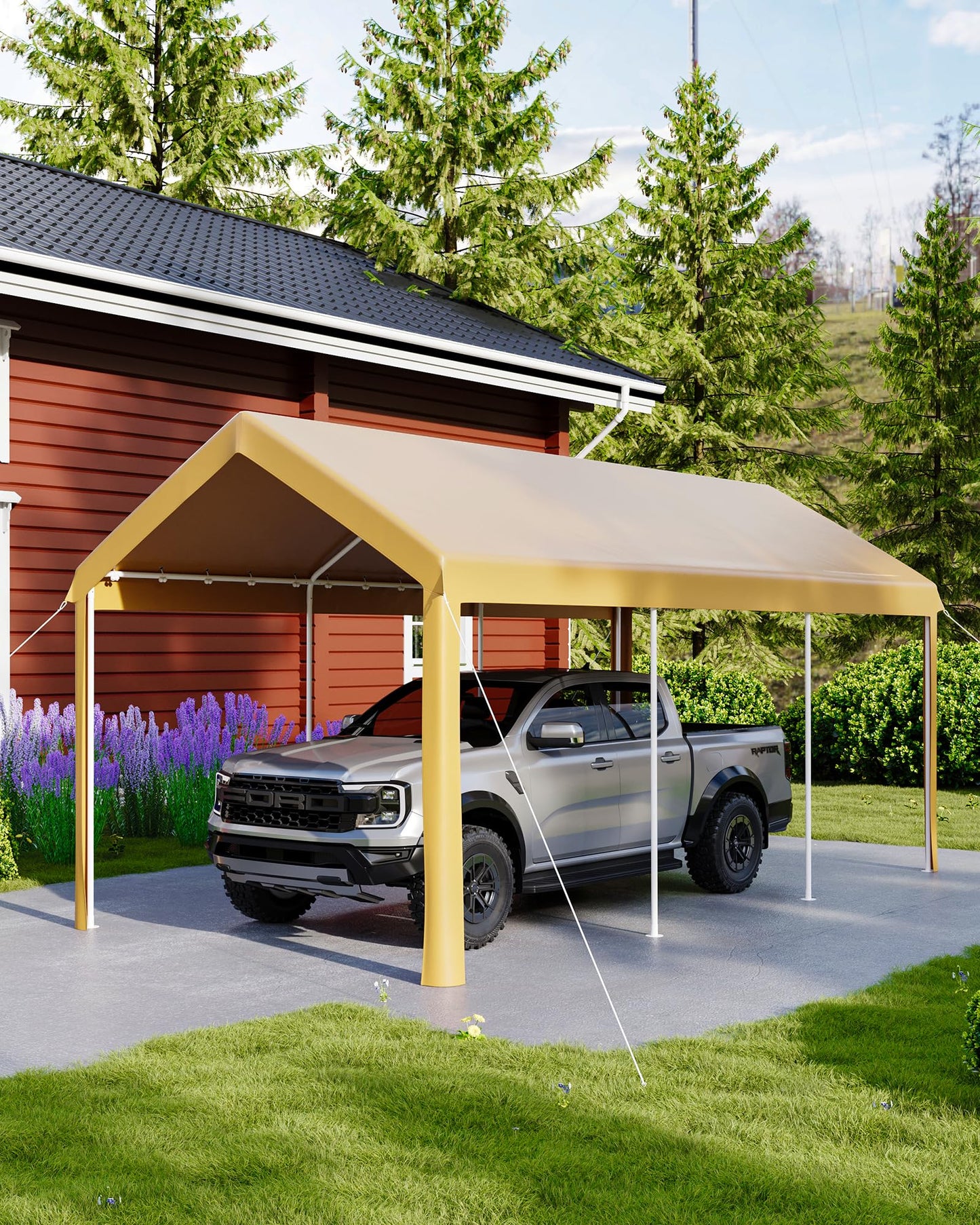 GAOMON 10X20 Carport, Heavy Duty Carport,Car Canopy Garage Boat Shelter Party Tent, Waterproof Portable Car Canopy for Truck, Boat, SUV，Grey/Yellow