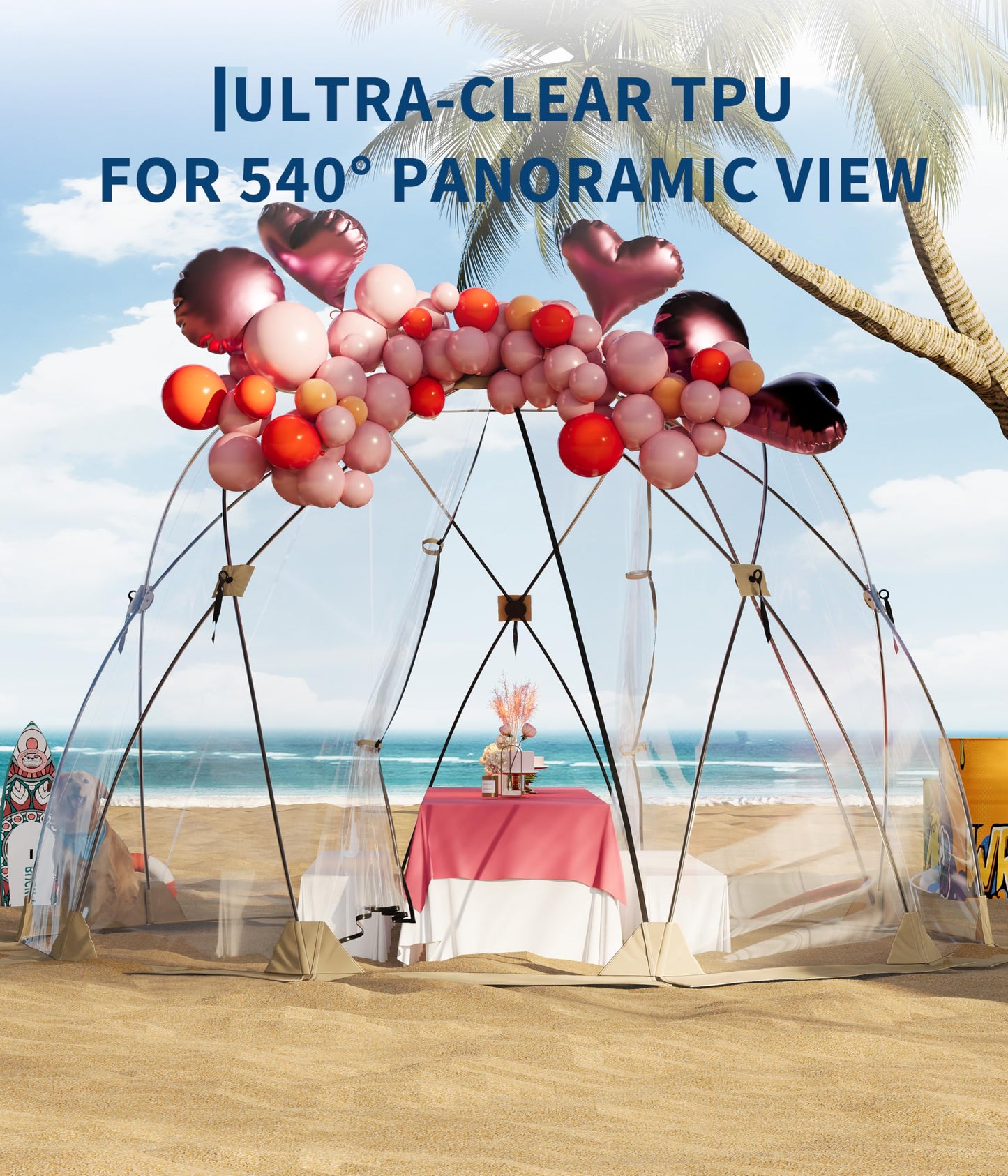 Pop Up Bubble Tent Tent, 8-10 Person Portable Screen House Room Instant Shelter, Clear Sport Rainproof Camping Sun Shelter Coldproof for Patio, Backyard, Deck, Sports Events