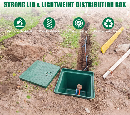 Natotela 2 Sets 12.5x12.5x14.3in Underground Splice Boxes W/Solid Inspection Cover Deep Enclosure Precast Pull Distribution Pit Access Electrical Junction Boxes Drillable Tapered Wiring Cable Box