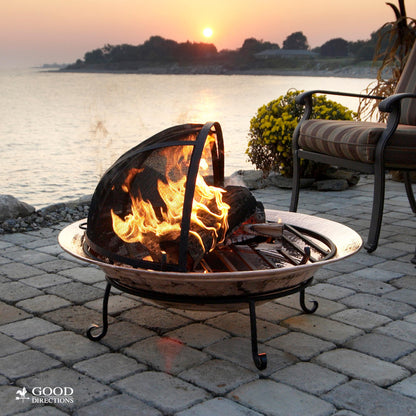 Good Directions 36" Fire Pit Spark Screen with Lifter Tool, Heavy Duty, Hinged for Easy Access