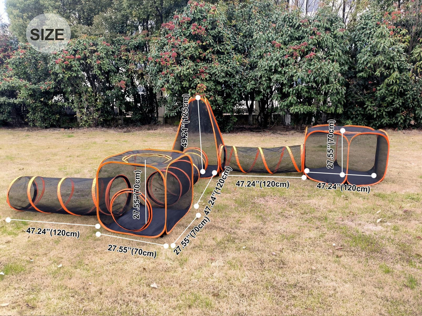 Portable Outdoor Cat Enclosure with Tunnels 6-in-1 Upgraded Reinforcement Pet Playpen Tent House Cage DIY in Multiple Ways for Inside/Outside Rabbits Ferrets Puppy and Small Animals
