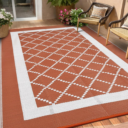 COZYLOOM Outdoor Plastic Straw Rug 9x18 Waterproof Reversible Plastic Straw Mat, Large Patio Rugs Modern Area Rug for Deck, Balcony, Camping, Beach, Picnic, Indoor/Outdoor Use