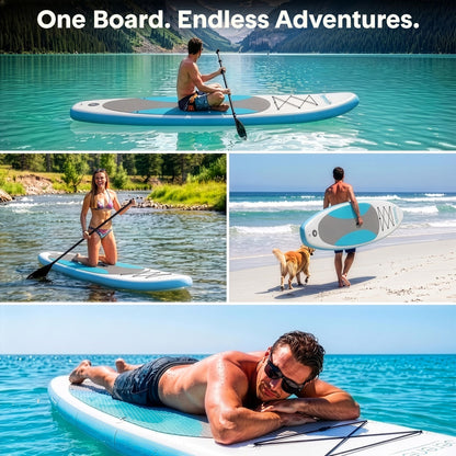 SereneLife 10’ Inflatable Stand Up Paddle Board with Premium SUP Accessories - 32” Wide Stable Design with Non-Slip EVA Deck Pad, for Youth and Adults, 275 lbs. Capacity