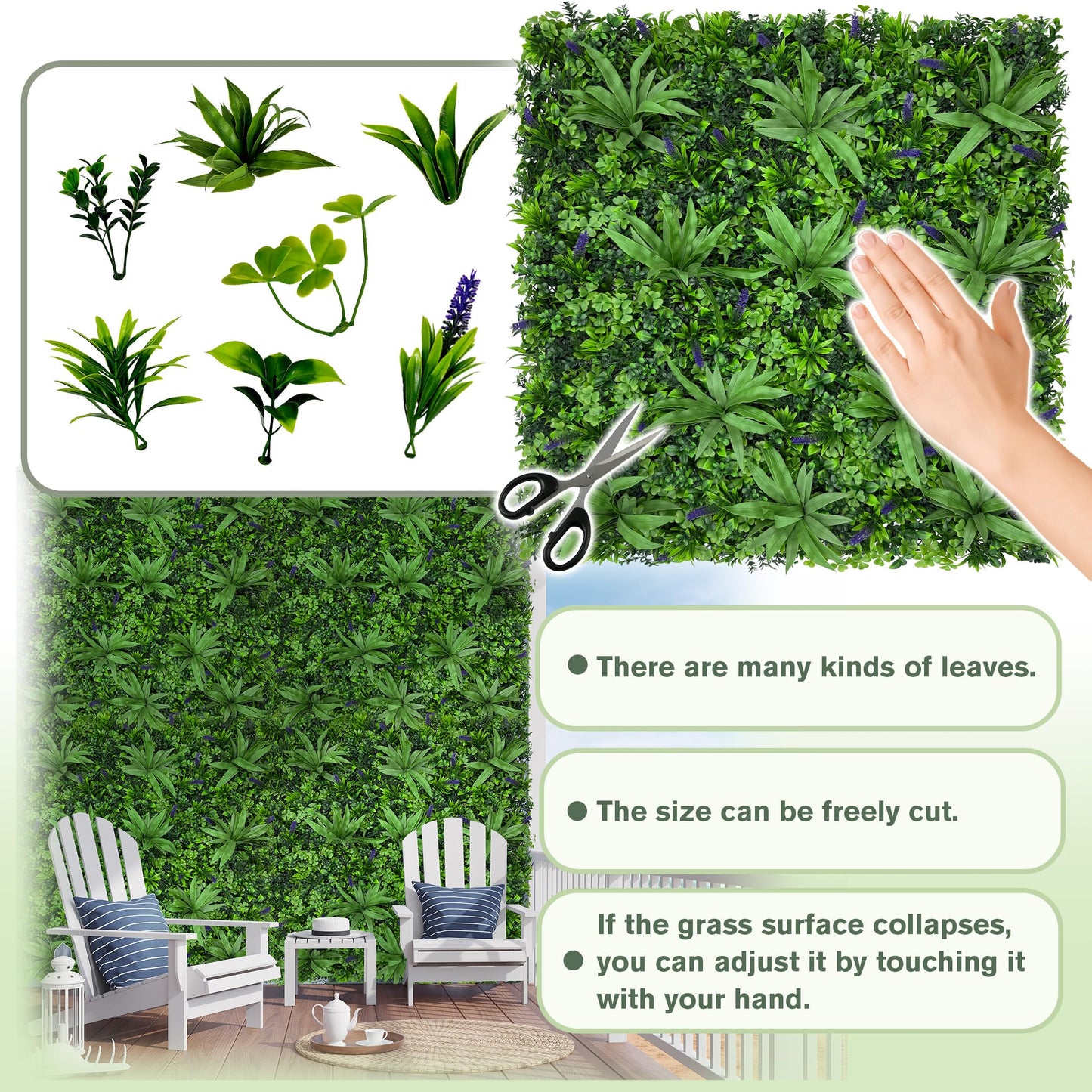 DOPGIB Greenery Grass Wall Boxwood Plant Panels: 20"x20"(16P) with UV Resistant Leaves Artificial Ivy Privacy Hedge Fence Screen for Backdrop,Garden and Indoor Outdoor Plant Wall&Fence Covering