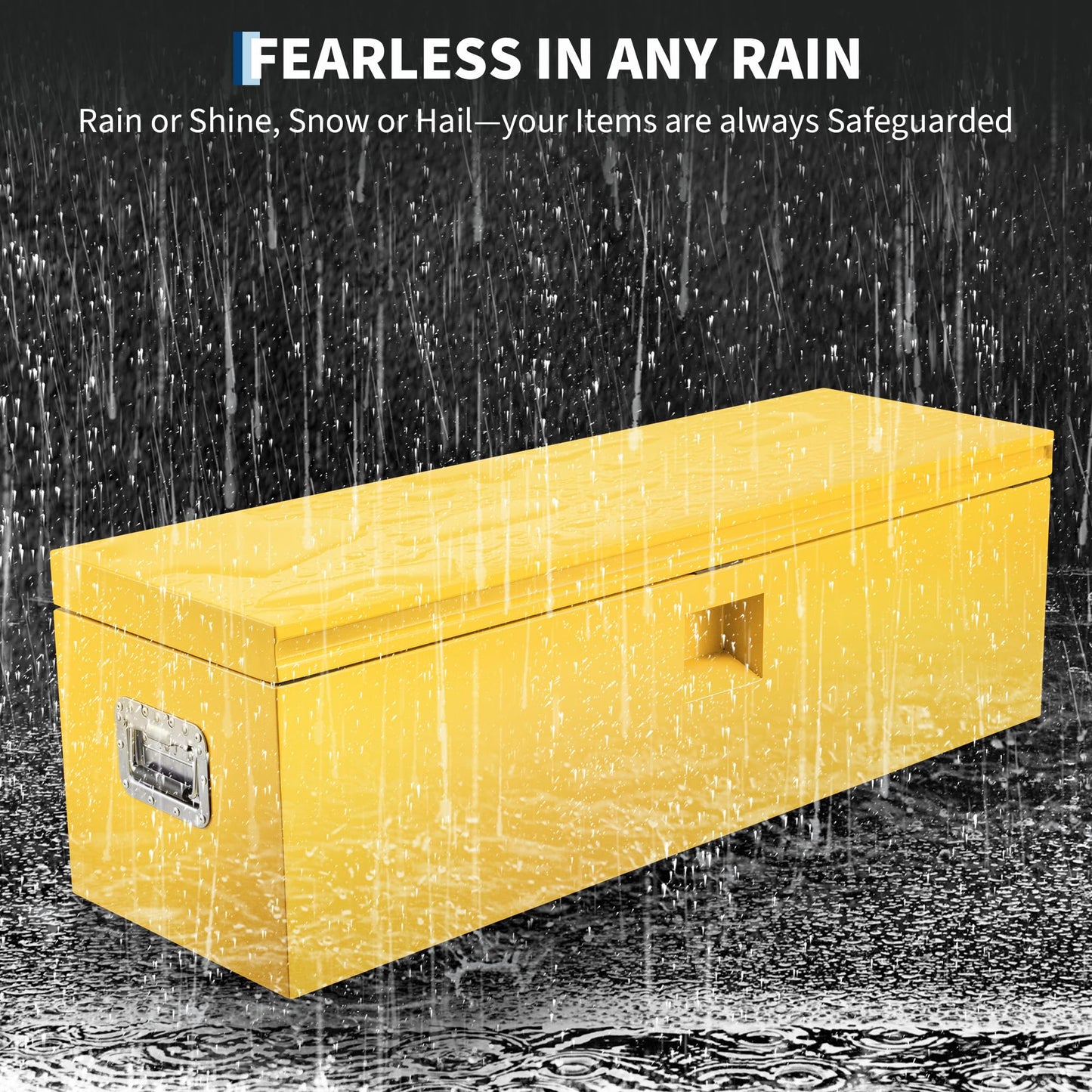 OUTLANE 15"X15"X30" Heavy Duty Steel Truck Bed Tool Box, Lockable Weatherproof Storage Organizer for Pickup, RV, Utility Trailer, Trailer Tongue & Jobsite, Powder-Coated Chest - Yellow
