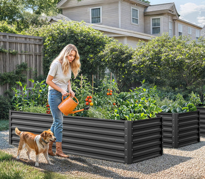 YITAHOME 6x3x2ft Raised Garden Bed Kit, Outdoor Large Metal Patio Planter Box for Plants Vegetables Flowers, Green