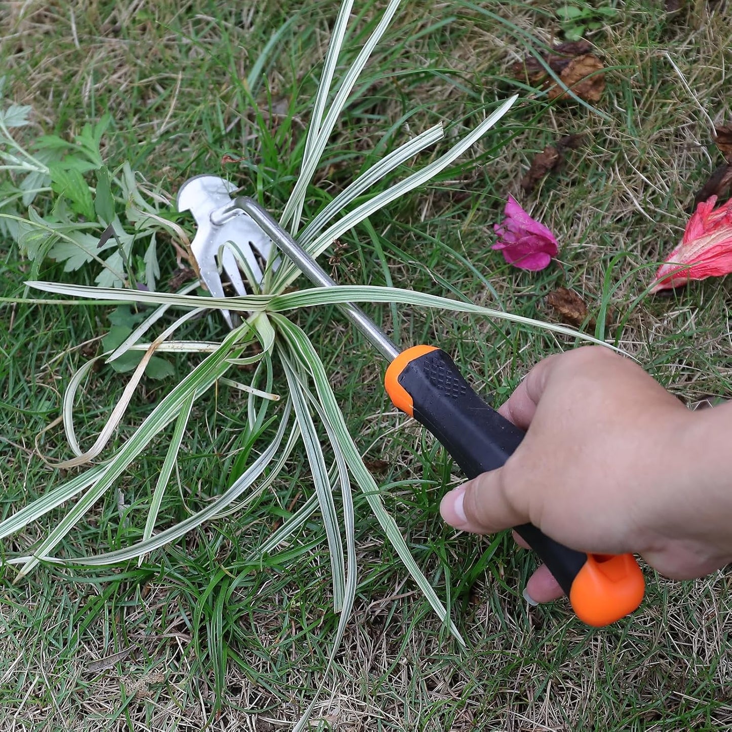 SIXCAR Weed Remover Tool - Portable Garden Weeder for Effortless Uprooting & Planting | Rubber Handle
