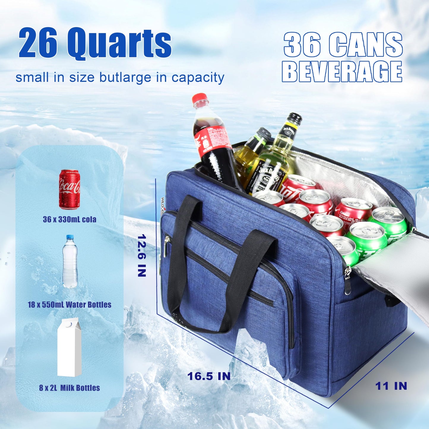 WILDGEEK 26 Quarts 12 Volt Portable Iceless Car Electric Cooler Bag USB 25L AC/DC Cool and Heat Thermal Plug in Fridge Compatible Mini Cooler Warmer Refrigerator for Vehicles Truckers