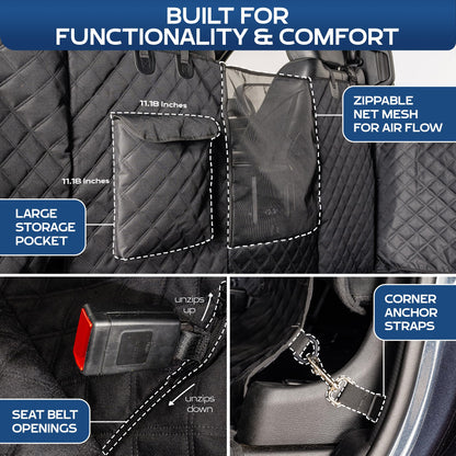 Ruff Liners XL Floor Cover with Door Protection, Black – As Seen on Shark Tank – Fits Full Size Crew Cab Trucks with Fold Up Seats, Waterproof & Machine Washable – Sturdy XL Dog Hammock for Truck