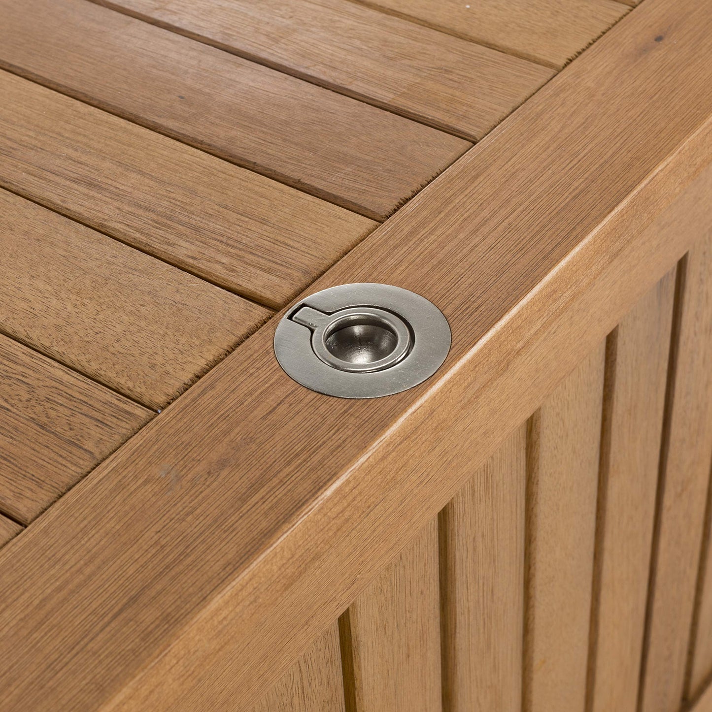 SAFAVIEH Outdoor - Abri Cushion Storage Box - Solid Wood - Coastal Resort Storage Bench Design - Ideal for Patio, Deck, Porch, Backyard, 18" W x 47" D x 19" H (PAT7037A)