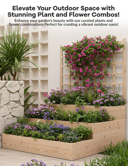 Hipicute Vertical Wooden Garden Planter with Trellis – 3-Tier Raised Bed for Climbing Vines, Fruits, Vegetables & Herbs – Open-Base Design for Better Drainage – Perfect for Patio, Deck, or Backyard