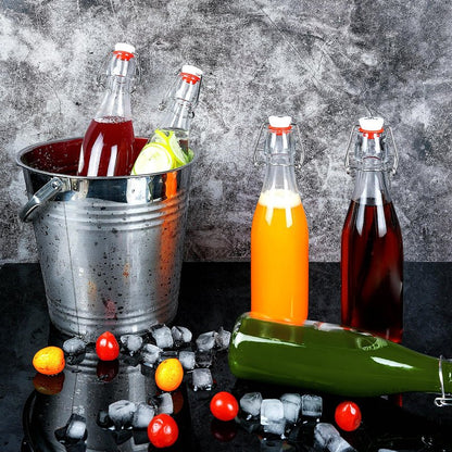 10 Pack 12oz Swing Top Glass Bottles Flip Top Beer Brewing Bottle with Stopper for Home Brewing 2nd Fermentation,Kombucha,Kefir,Vanilla Extract,Juice,Tea,Beverages,Soda,Oil,Vinegar,Limoncello,Wine