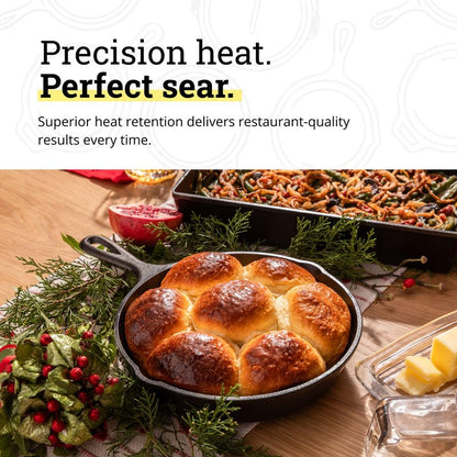 Lodge Seasoned Cast Iron Skillet - PFAS-Free, Non-Toxic Cookware - Use with an Oven, Stove, Grill, or Campfire - Naturally Non-Stick & Oven Safe - 9 Inches