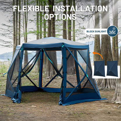 Timber Ridge Pop Up Gazebo Tent, 12.1 x 10.5 ft, Waterproof Screen House with Wind Panels, UV Protection, Navy Blue