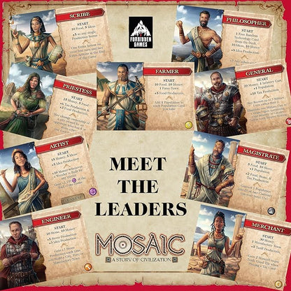 Mosaic: A Story of Civilization - Strategy Board Game for Adults and Family | Fast Fun Action-Selection and Area Control Game | 1-6 Players | Ages 14 and Up | 120 Minutes | by Forbidden Games